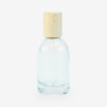 Glazen roomsprayflesje met houten dop 50ml - transparant