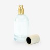 Glazen roomsprayflesje met houten dop 50ml - transparant