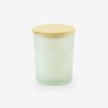 Geurkaarsje met houten deksel - frosted wit