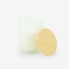Geurkaarsje met houten deksel - frosted wit