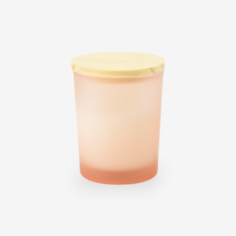 Geurkaarsje met houten deksel - frosted blush