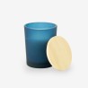 Geurkaarsje met houten deksel - frosted marineblauw