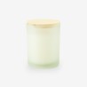 Bougie parfumée avec couvercle en bois – blanc effet givré