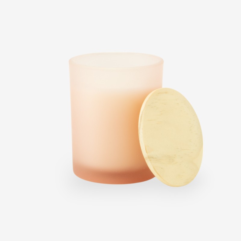Geurkaars met houten deksel - frosted blush