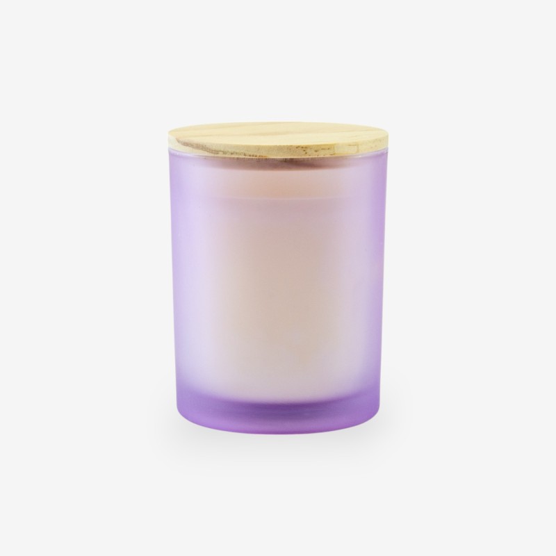 Geurkaars met houten deksel - frosted lila