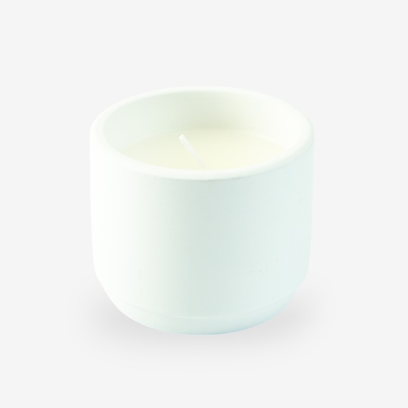 Petit pot de fleurs avec bougie - blanc