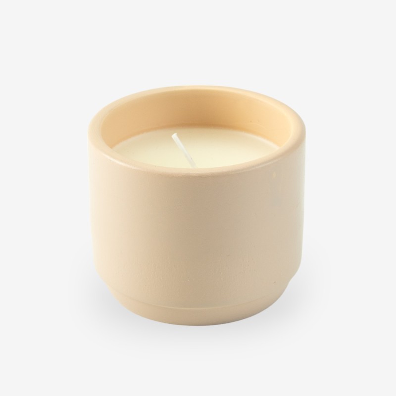 Petit pot de fleurs avec bougie - blush