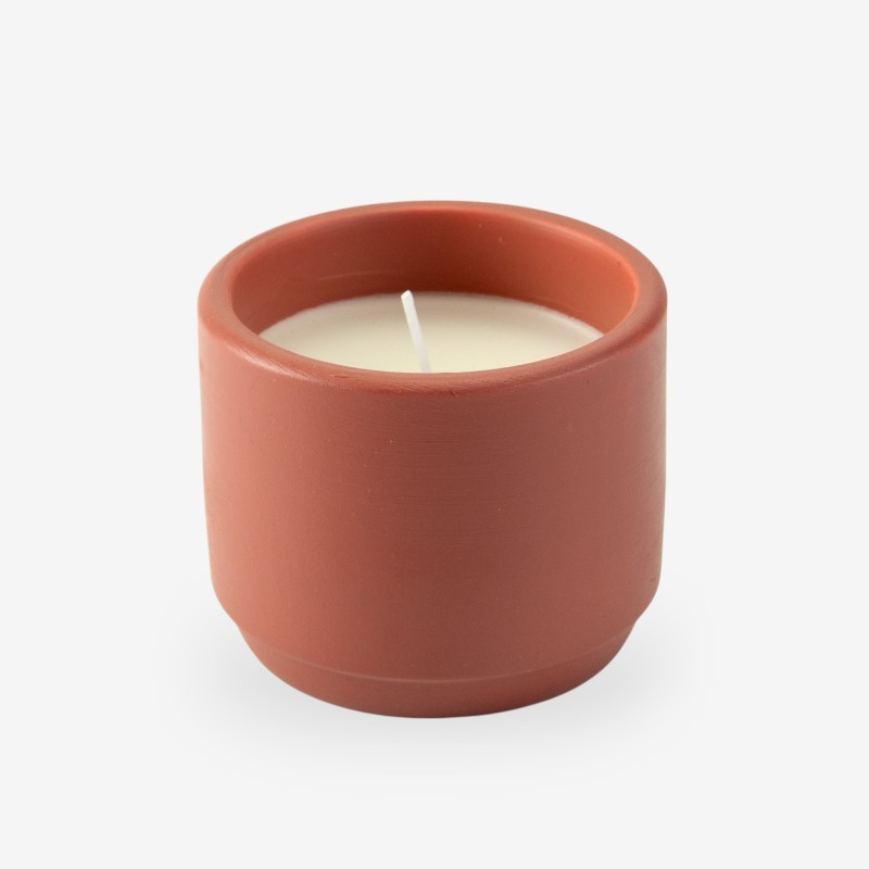 Petit pot de fleurs avec bougie - terracotta
