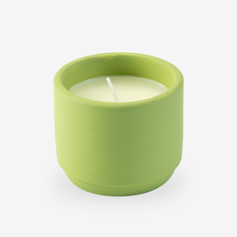 Petit pot de fleurs avec bougie - vert soie