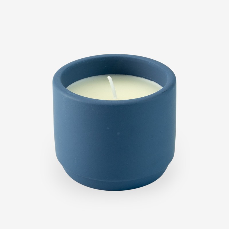 Bloempotje keramiek met kaars - marineblauw