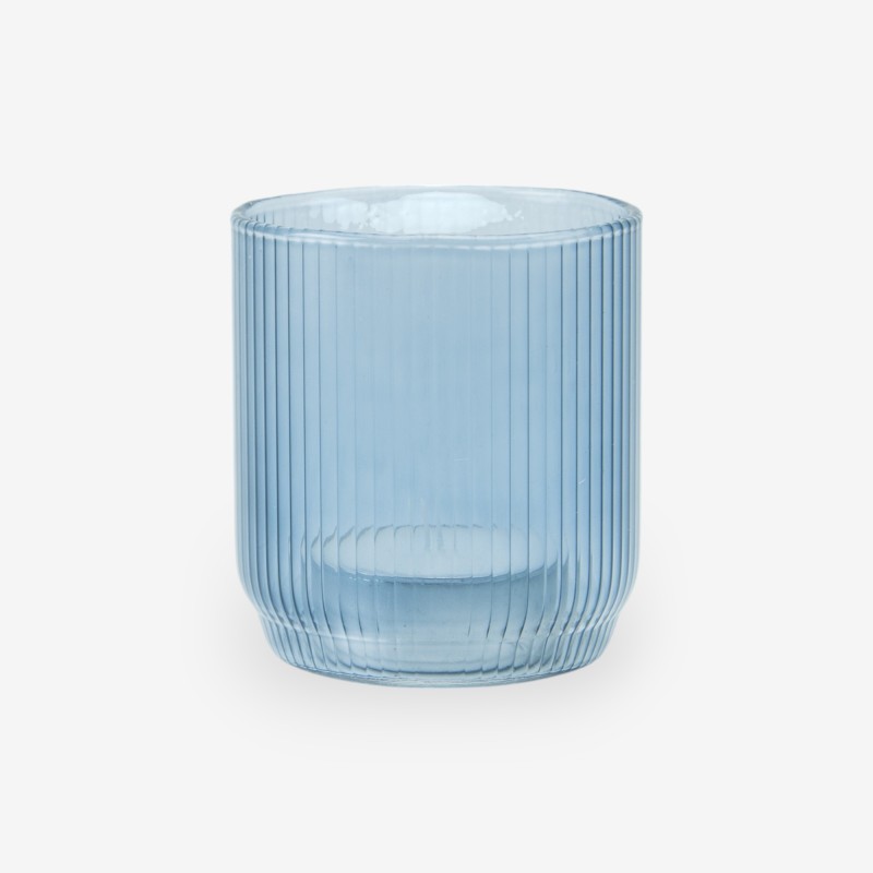 Porte-bougie nervuré - bleu