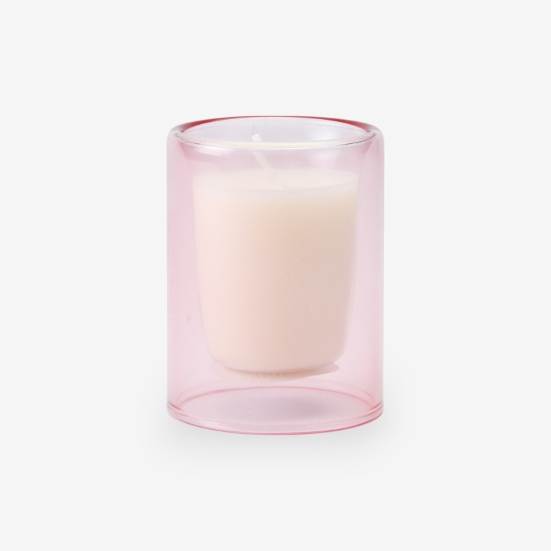 Petit verre à double paroi avec bougie - blush