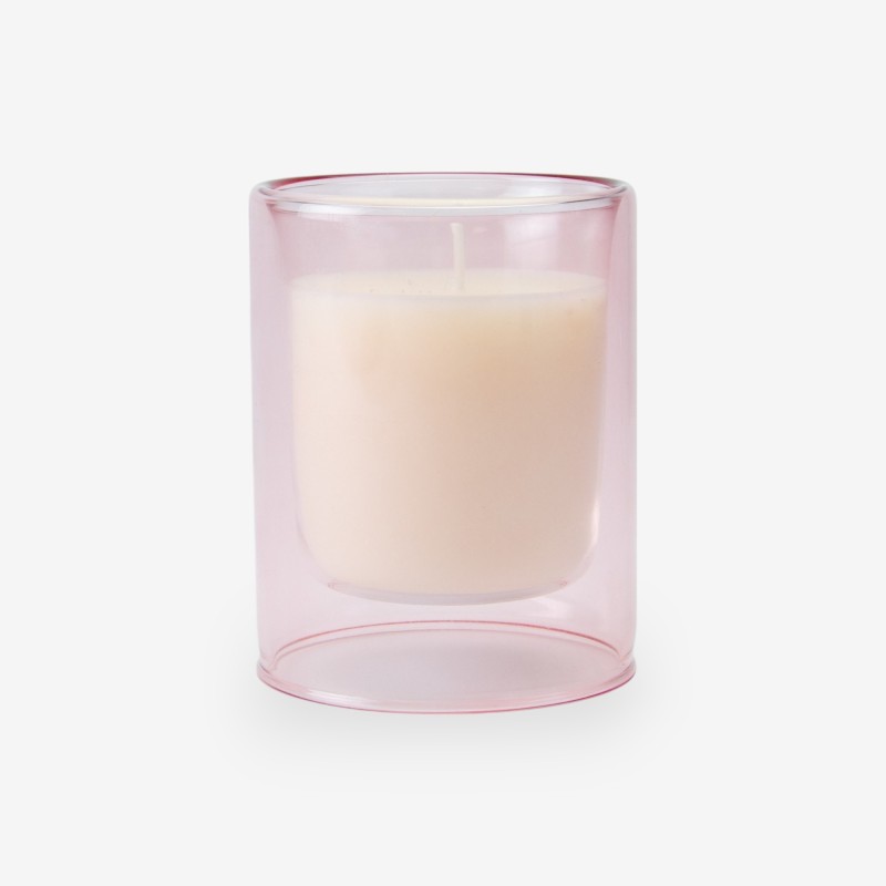 Verre à double paroi avec bougie - blush