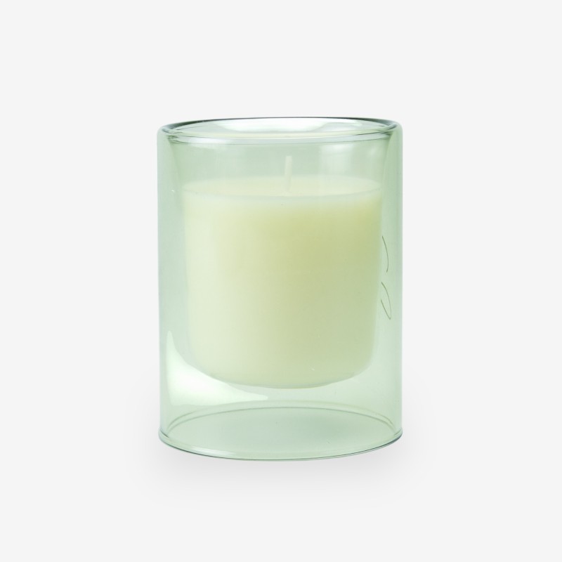 Verre à double paroi avec bougie - vert soie