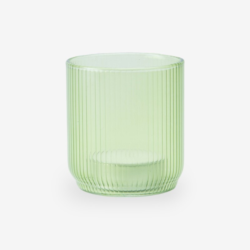 Porte-bougie nervuré - vert soie