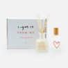 boîte cadeau de luxe avec diffuseur de parfum 100ml et spray d'ambiance 100ml - blanc effet grivé
