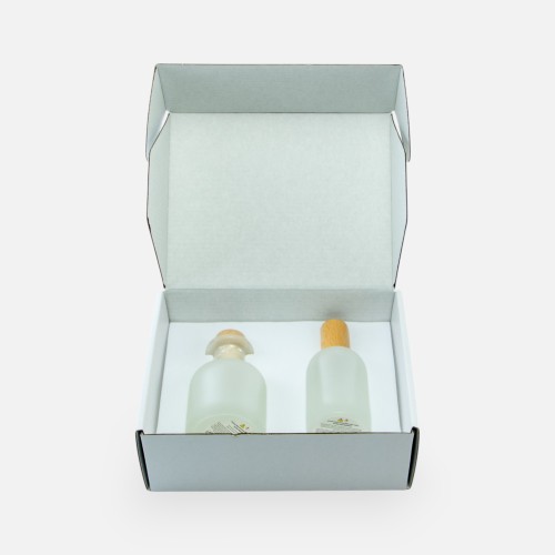 boîte cadeau de luxe avec diffuseur de parfum 100ml et spray d'ambiance 100ml - blanc effet grivé