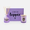 Luxegiftbox geurkaars & diffuser gevuld - frosted lila