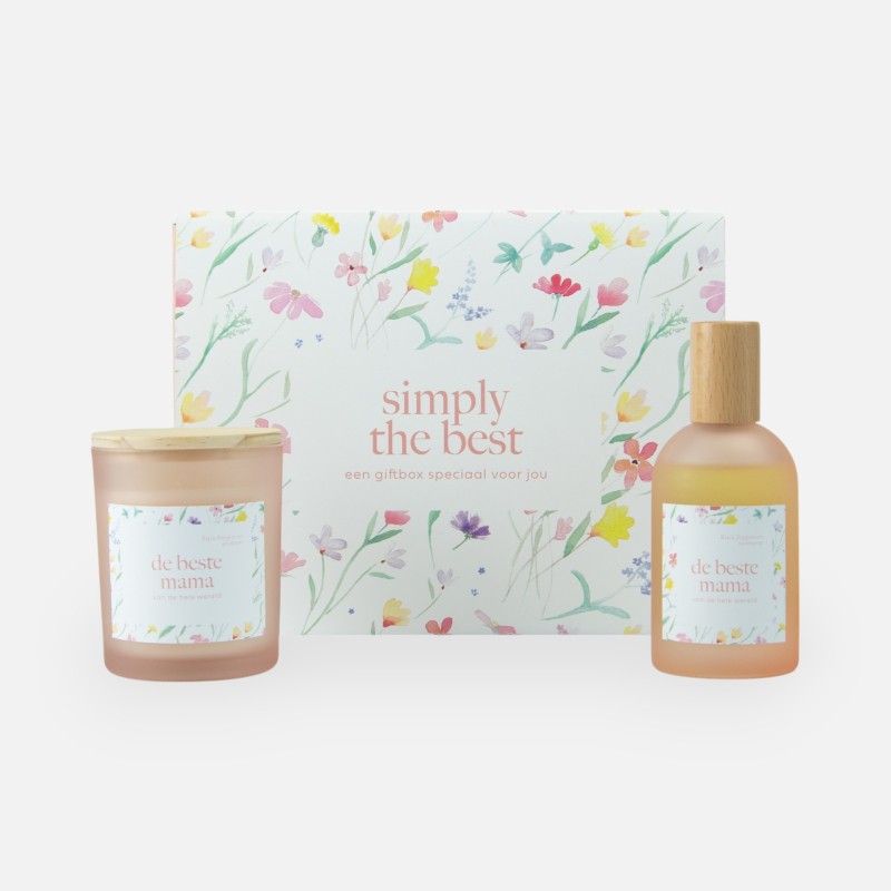 boîte cadeau de luxe personnalisée avec bougie parfumée 100g et spray d'ambiance 100ml - simply the best