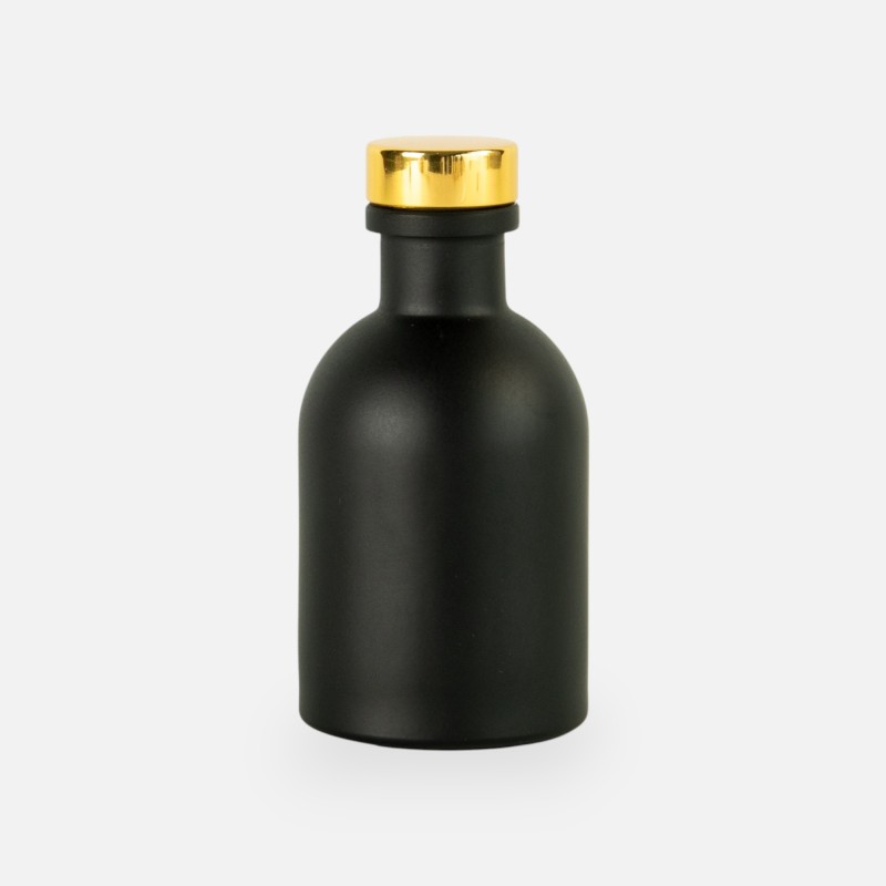 Luxe flesje zwart met gouden dop - 50 ml