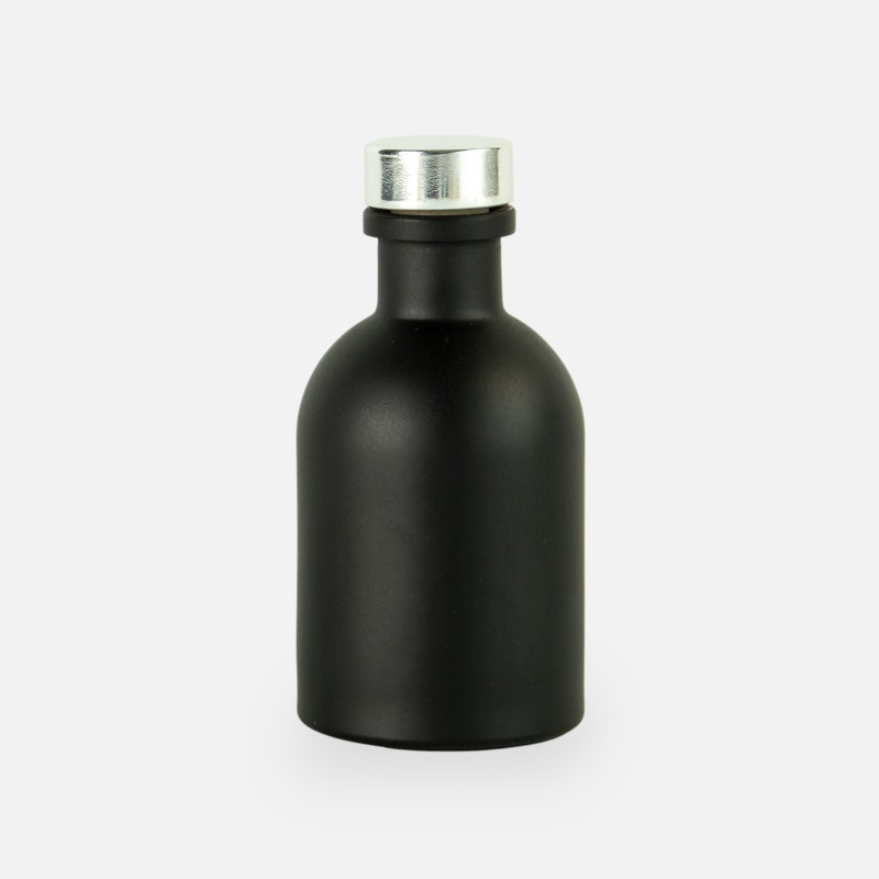 Petite bouteille de luxe noir bouchon argenté - 50 ml