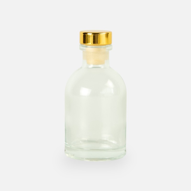 Petite bouteille de luxe transparant bouchon doré - 50 ml