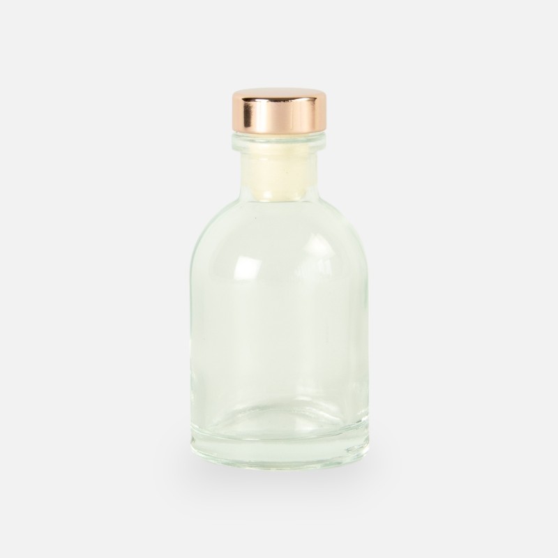 Luxe flesje transparant met rosé dop - 50 ml