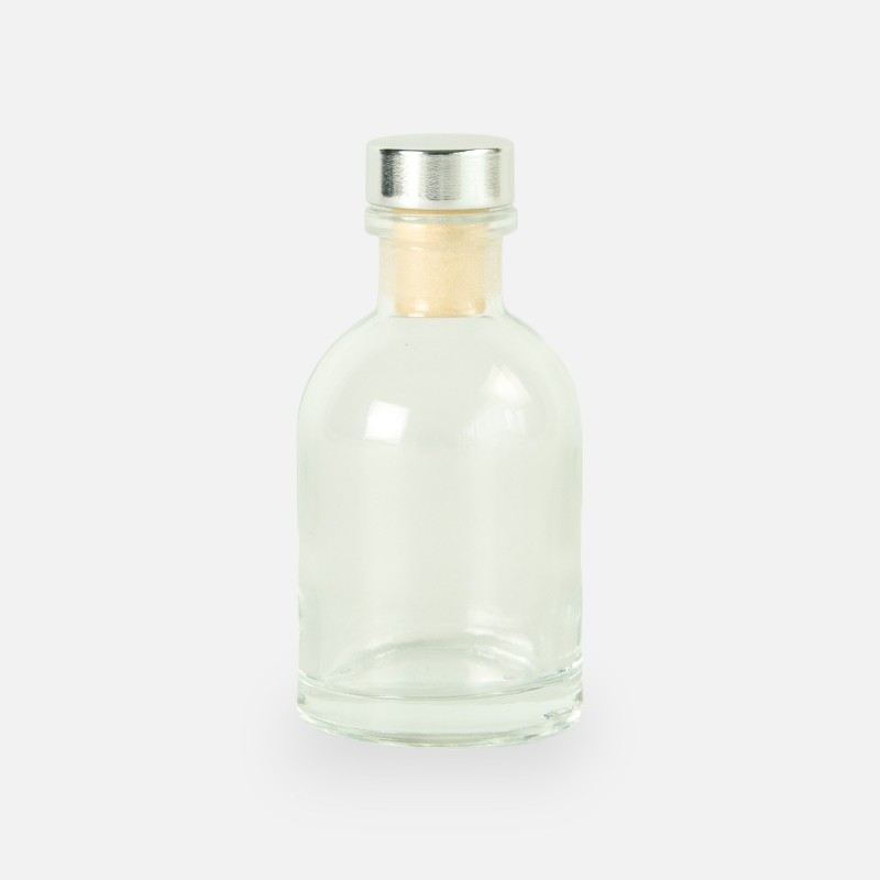 Petite bouteille de luxe transparant bouchon argent - 50 ml