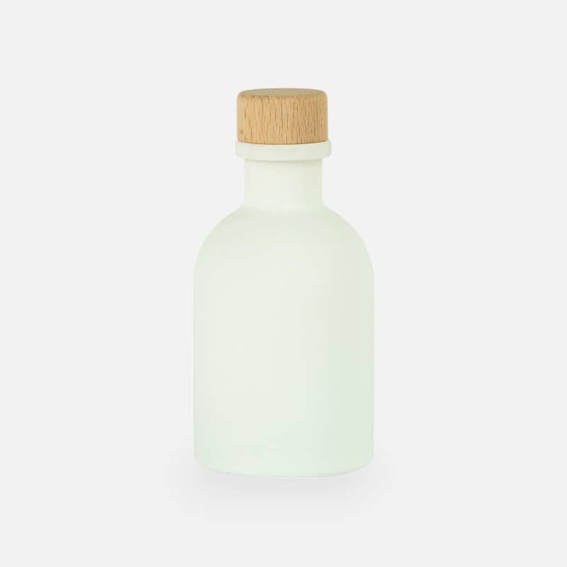Petite bouteille de luxe blanc bouchon en bois - 50 ml