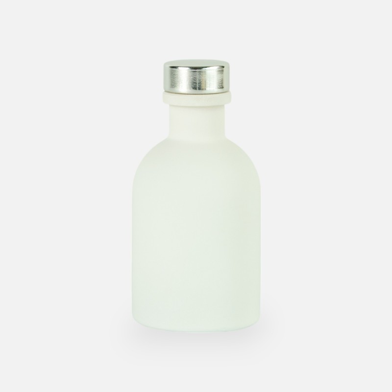 Petite bouteille de luxe blanc bouchon argenté - 50 ml