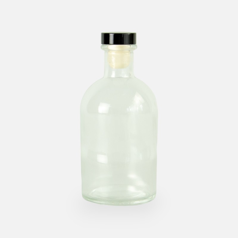 Luxe fles transparant met zwarte dop - 250 ml