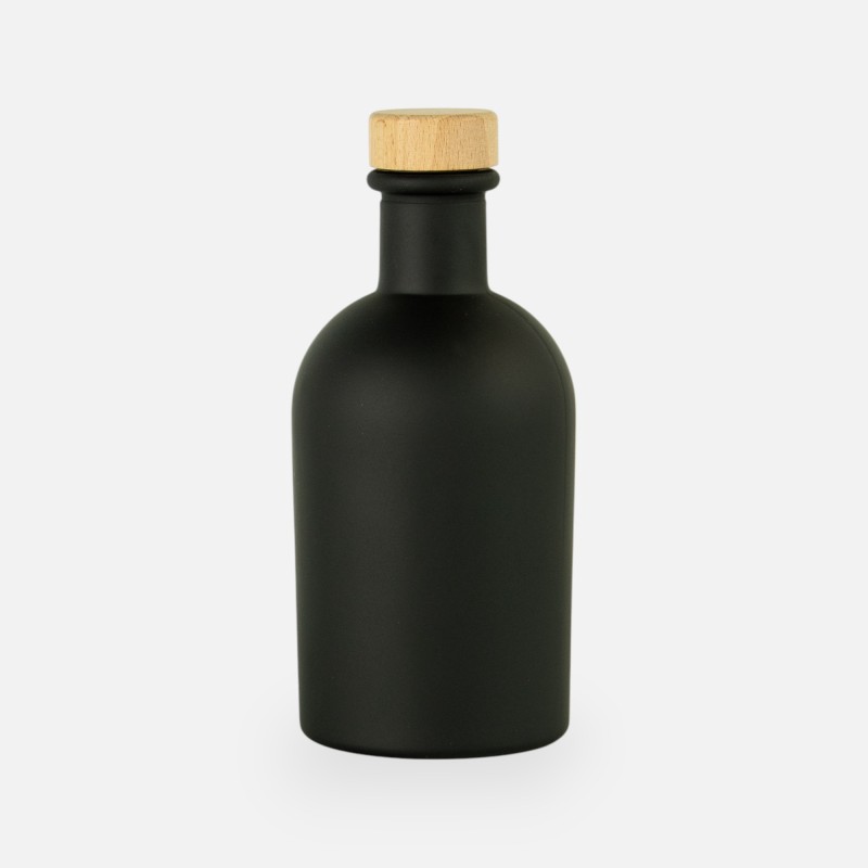Bouteille de luxe noir bouchon en bois - 250 ml