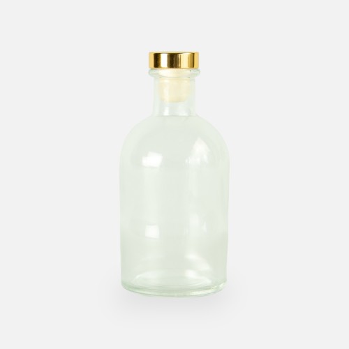 Luxe fles transparant met gouden dop - 250 ml