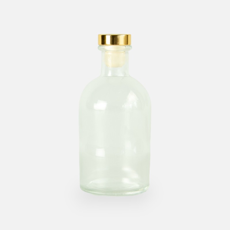 Bouteille de luxe transparant bouchon doré - 250 ml