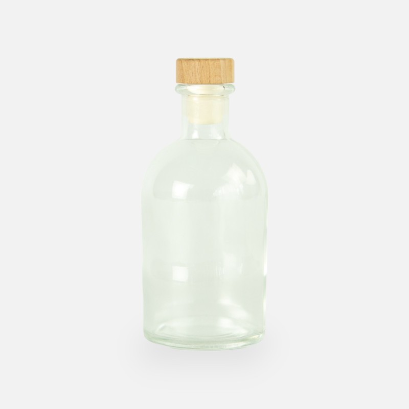 Luxe fles transparant met houten dop - 250 ml