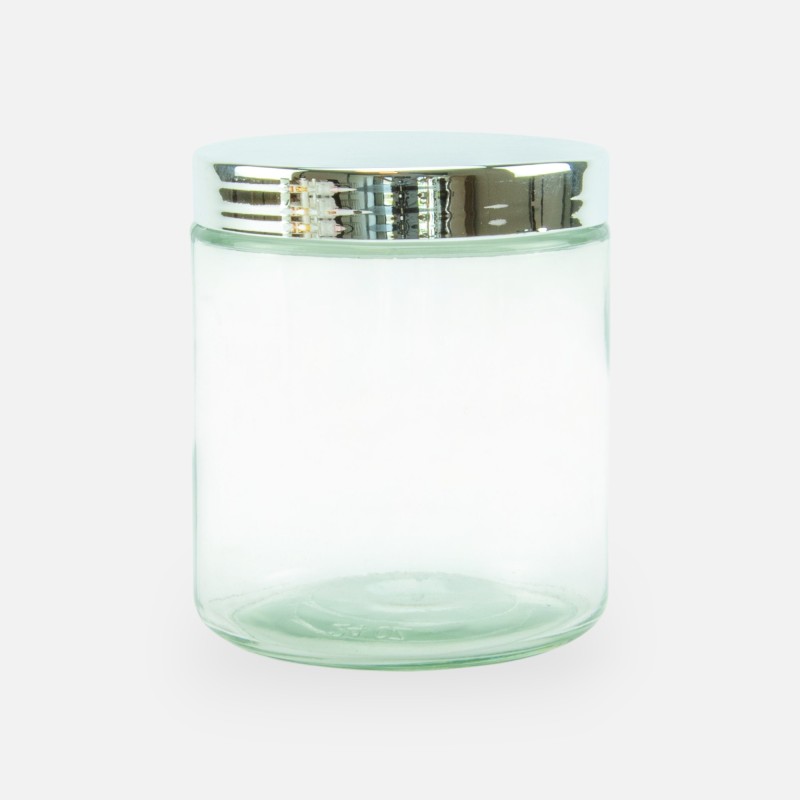 Pot cylindre transparant couvercle argent - 740ml