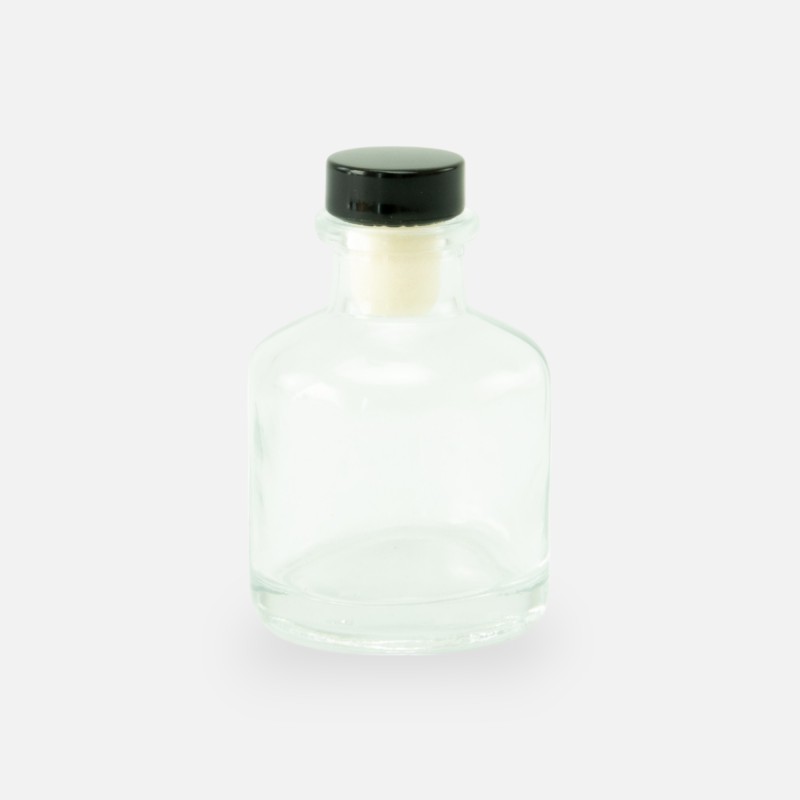 Geurflesje 50ml met zwarte dop - transparant