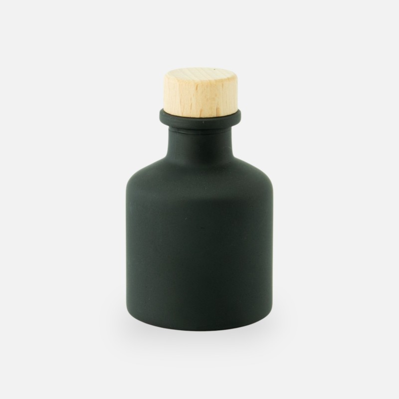 Geurflesje 50ml met houten schroefdop - frosted zwart