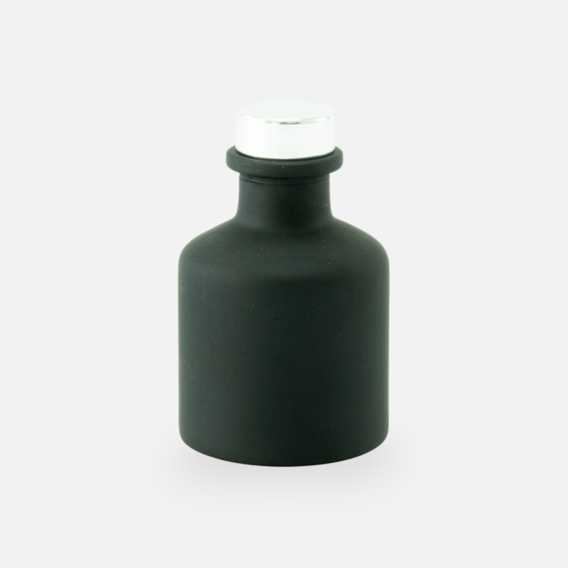 Geurflesje 50ml met zilveren dop - frosted zwart