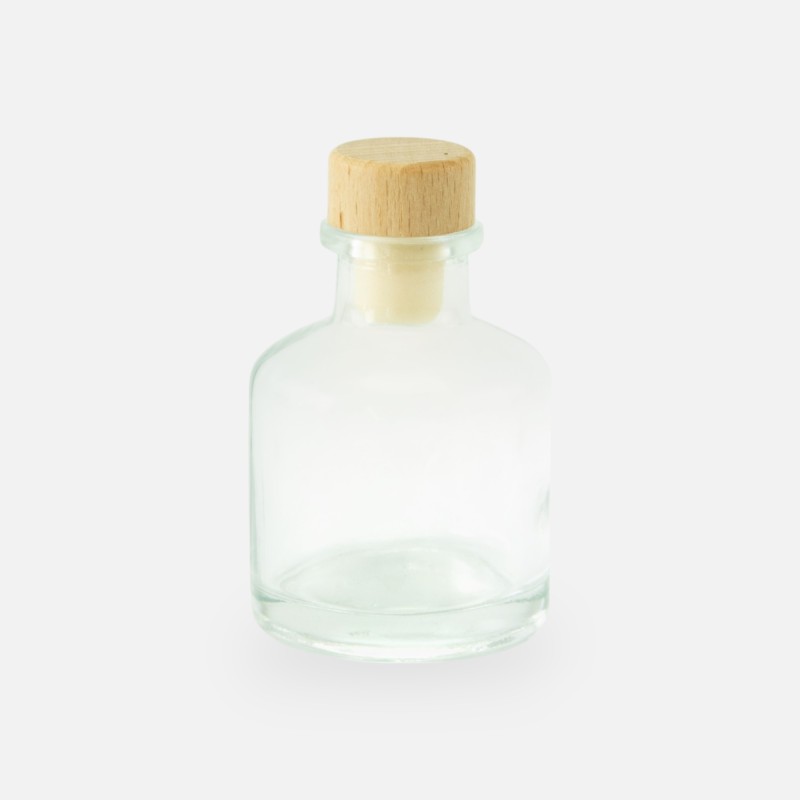 Geurflesje 50ml met houten dop - transparant