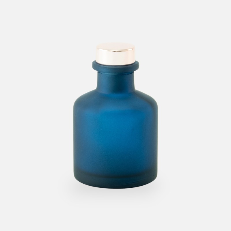 Geurflesje 50ml met rose gold dop - frosted marineblauw