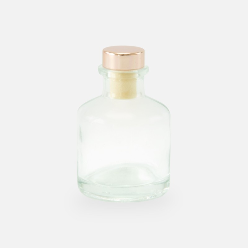 Geurflesje 50ml met rose gold dop - transparant