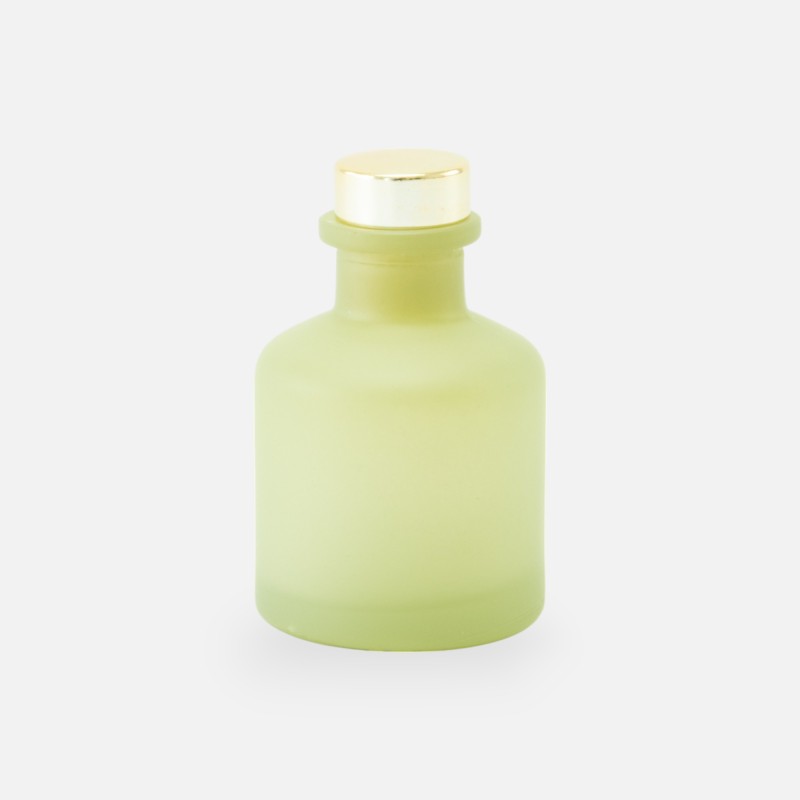 diffuseur de parfum 50ml avec bouchon en or – vert soie effet givré