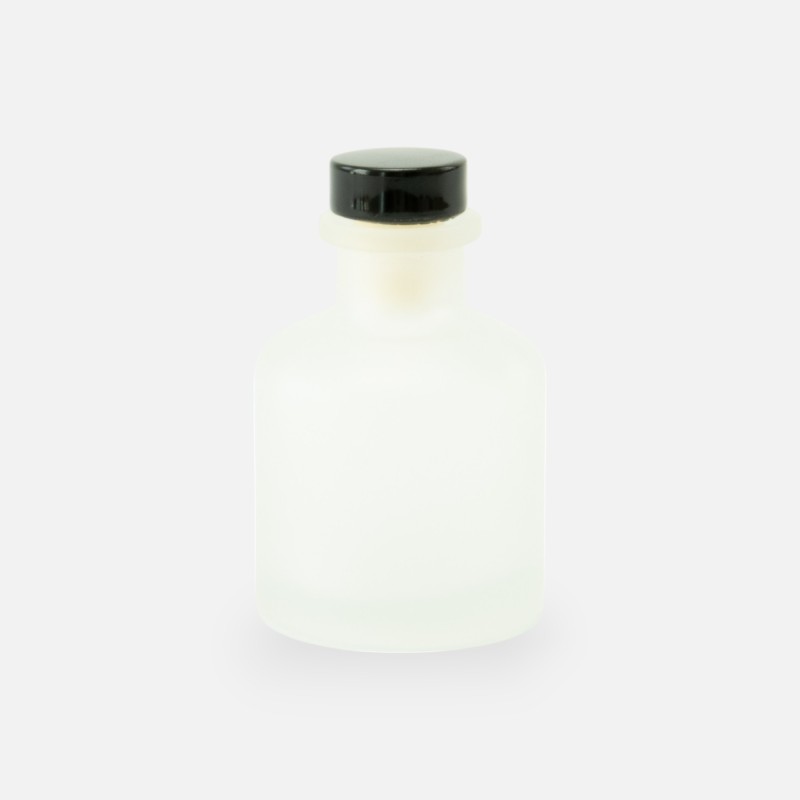 Geurflesje 50ml met zwarte dop - frosted wit