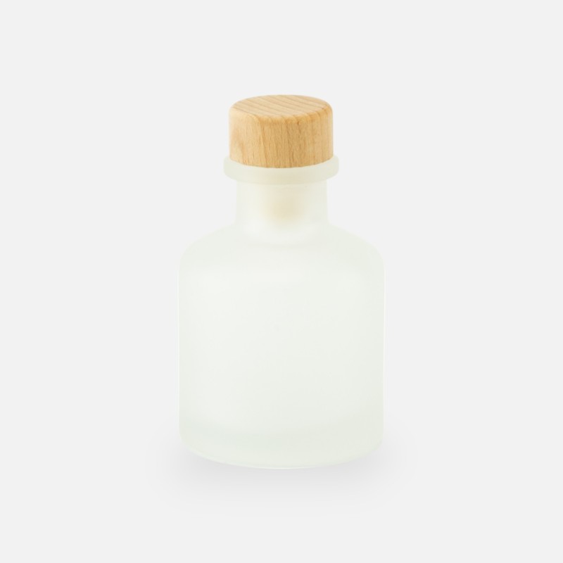 Geurflesje 50ml met houten schroefdop - frosted wit