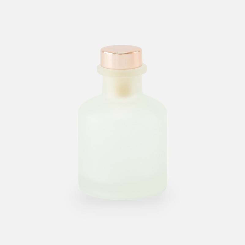Geurflesje 50ml met rose gold dop - frosted wit