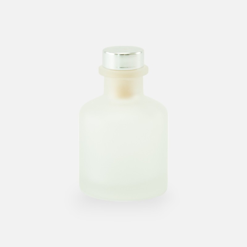 Geurflesje 50ml met zilveren dop - frosted wit
