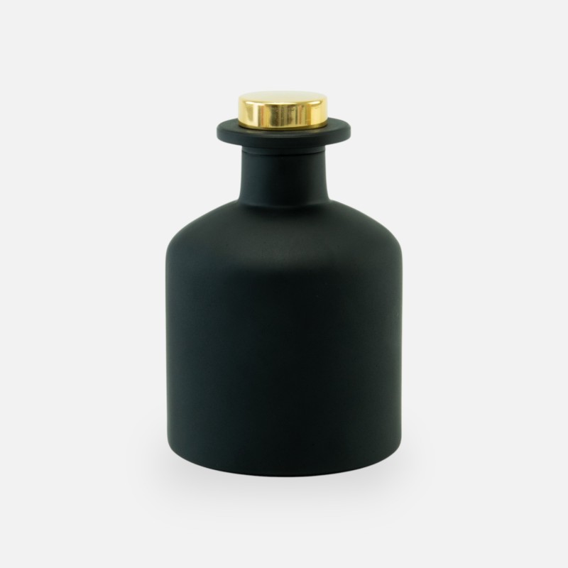 Geurfles 250ml met gouden dop - frosted zwart