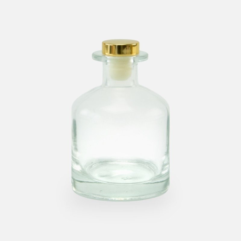 Geurfles 250ml met gouden dop - transparant