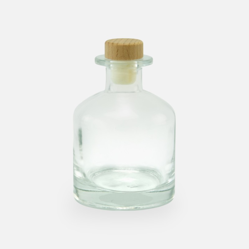 Geurfles 250ml met houten dop - transparant